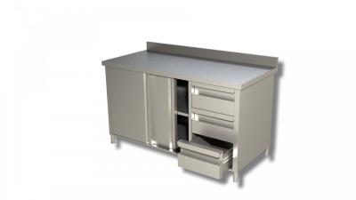 EQUIPPED CABINET  WITH 3 DRAWERS RIGHT  AISI 304