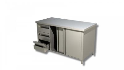 EQUIPPED CABINET  WITH 3 DRAWERS LEFT AISI 304