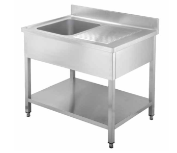 ONE BOWL SINKS - WITH BOTTOM SHELF AND DRAINER - DEPTH CM 60