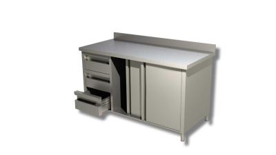 EQUIPPED CABINET  WITH 3 DRAWERS RIGHT  AISI 304