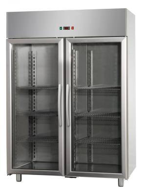 2 GLASS DOORS DOUBLE TEMPERATURE (TN+TN) STAINLESS STEEL GN 2/1 REFRIGERATED CABINET  